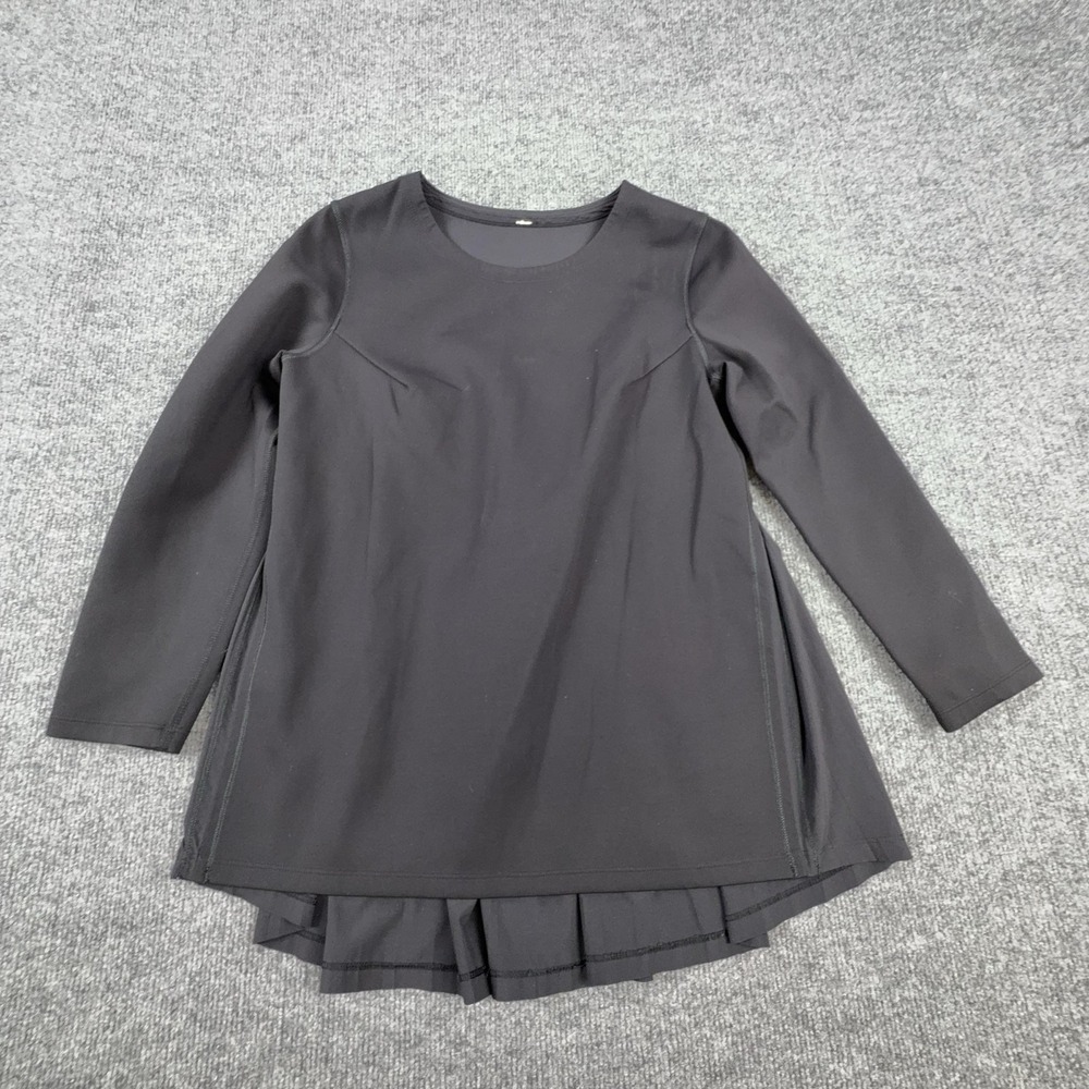 Lululemon Womens Black Pleat On Long Sleeve Pleated Top Size M Shirt